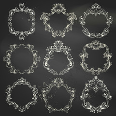 Vector set of circle chalk frames.