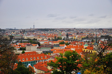Fototapeta na wymiar Prague from bird eye view