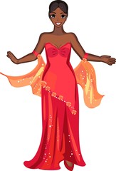 Obraz na płótnie Canvas African Woman in red dress