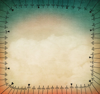 Background for illustration or postcard with iron frame
