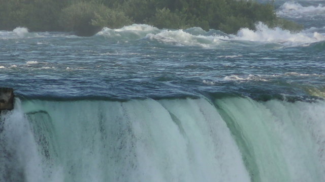 Niagara Falls water tumbling closeup view