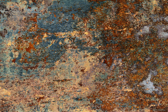Colored texture of old and rusty metal