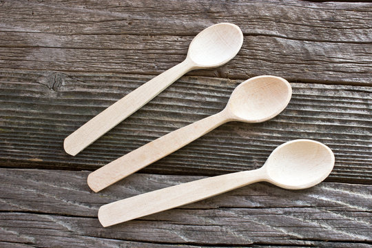 Wooden spoons on table