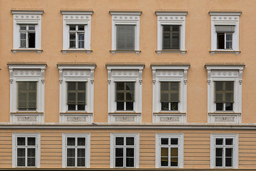 Windows on smooth orange background