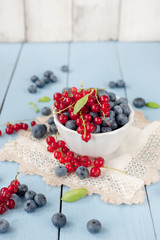 Fresh and healthy blueberries and red currant