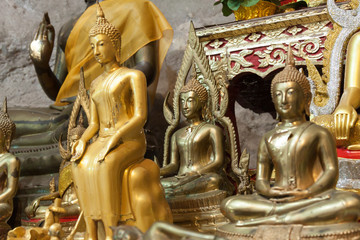 Buddha statues on the tiger cave temple near krabi ,thailand