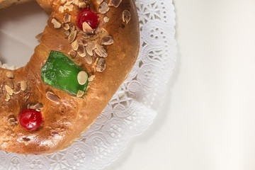 Kings cake, Roscón de Reyes, spanish traditional sweet to eat i