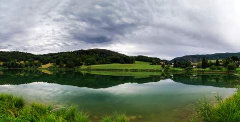 Beautiful lake panoramic view, Alps