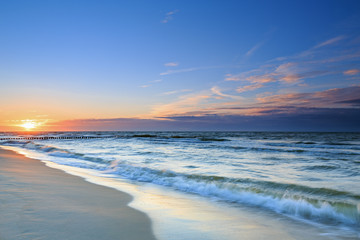 Panele Szklane  Piękny zachód słońca nad Morzem Bałtyckim