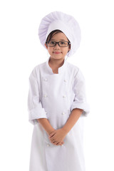 Little asian girl chef in uniform