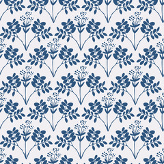 Seamless hand-drawn floral pattern with herbs