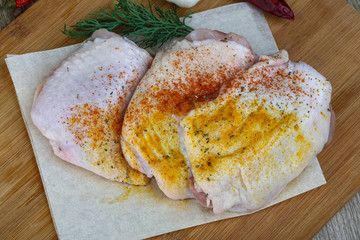 Raw chicken thights