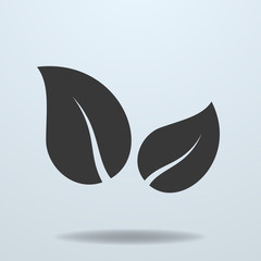 Icon of leaf. Two leaves simple symbol