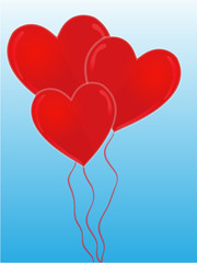 Fototapeta na wymiar Heart-Shaped Balloons on a Blue Sky;