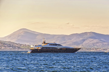 Luxury yacht in Saint Tropez harbor