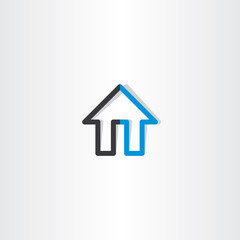 black blue house line icon