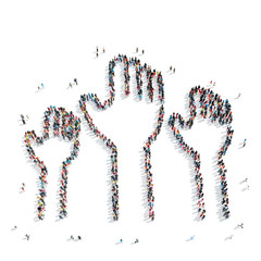people  shape  raised hands