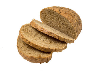 bread; food; isolated; slice; white; wheat; rye, bran, wholesome