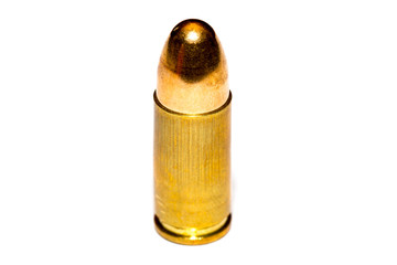 9 mm or .357 bullet on white background