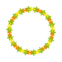 abstract colorful jigsaw puzzle blank circle frame wheel business vector background