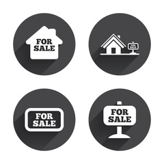 For sale icons. Real estate selling.