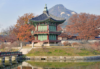 Fototapeta na wymiar Pagoda in Gyeongbokgung Palace in Seoul, Korea