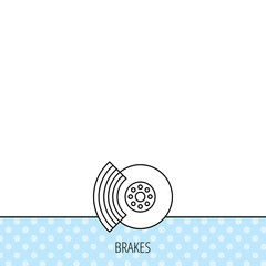 Brakes icon. Auto disk repair sign.