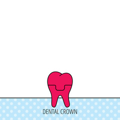 Dental crown icon. Tooth prosthesis sign.