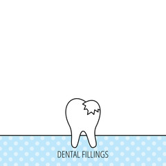 Dental fillings icon. Tooth restoration sign.