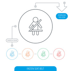 Fasten seat belt icon. Human silhouette sign.