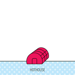 Greenhouse complex icon. Hothouse building sign.