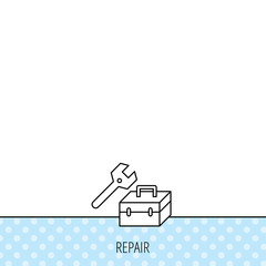 Repair toolbox icon. Wrench key sign.