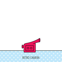 Video camera icon. Retro cinema sign.