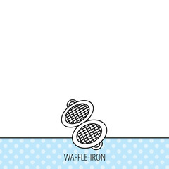 Waffle iron icon. Kitchen baking tool sign.