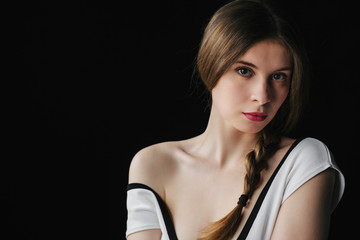 beautiful young women posing in studio 