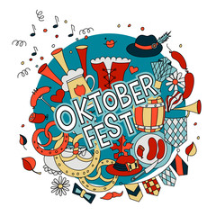 Oktoberfest design in doodle style
