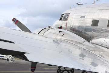 Fototapeta na wymiar Detail of a silver aircraft