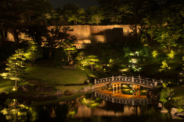 Fototapeta na wymiar 夜の金沢城 玉泉院丸庭園