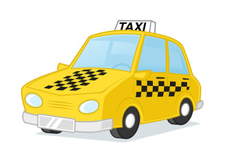 Yellow taxi cab car cartoon illustration