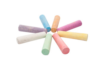 chalks in a variety of colors arranged