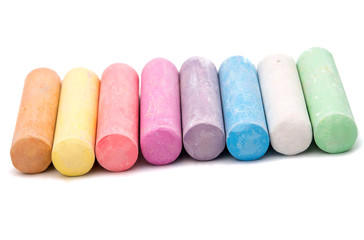 chalks in a variety of colors arranged
