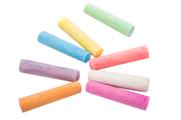 chalks in a variety of colors arranged