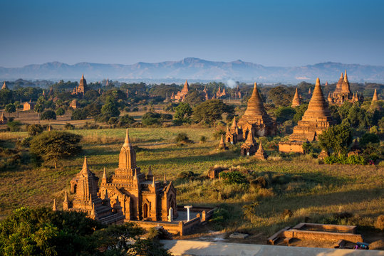 Sunrise over ancient pagoda in Bagan
