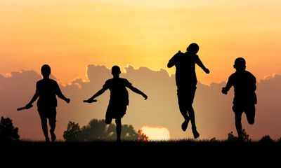 Fototapeta na wymiar athlete running at sunset background