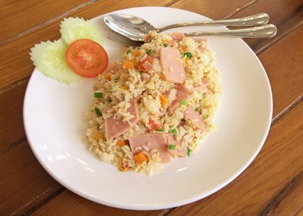 fried rice with ham pork