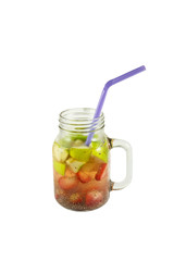 Chia seeds ,Strawberry  and  Apple Green in lemonade