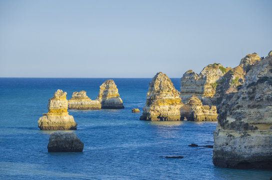 Lagos rocks and Atlantic Ocean view in Algarve, Portugal