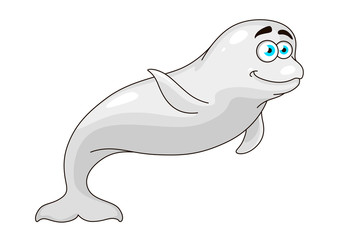 Cartoon white whale waving a flipper