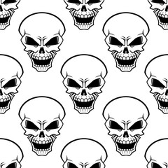 Aggressive skulls seamless pattern background