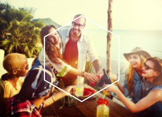 Obraz na płótnie Canvas Hexagon Frame Holiday Summer Vacation Copy Space Concept